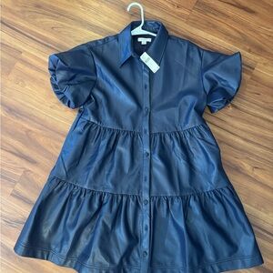 Anthropologie Navy Blue Tiered Dress